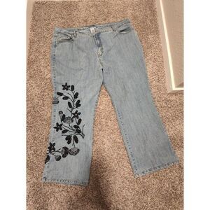 Denim 24/7 Embroidered Flower hippie Boho Y2K Women's Jeans 30W